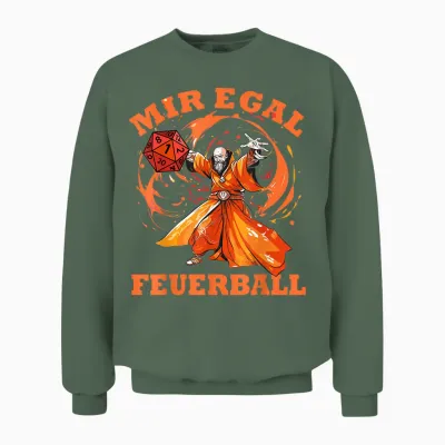 Rollenspiel Designs Lustig Hoch 5 - Magier Wirft Feuerball - Mir Egal Feuerball Zauberer T-Shirt (schwarz, S, Halbarm, Unisex-Jugendliche) Unisex Sweatshirt - Military Green