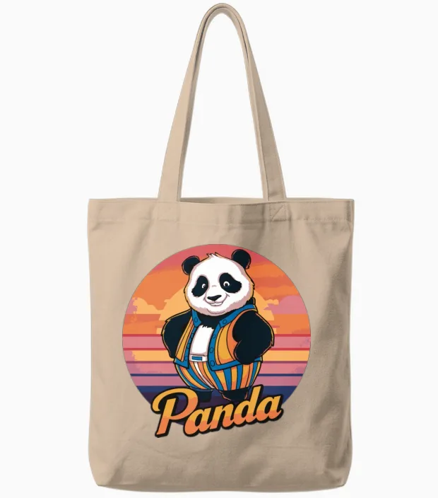 Funny Panda Retro Vintage Tote Bags - Natural
