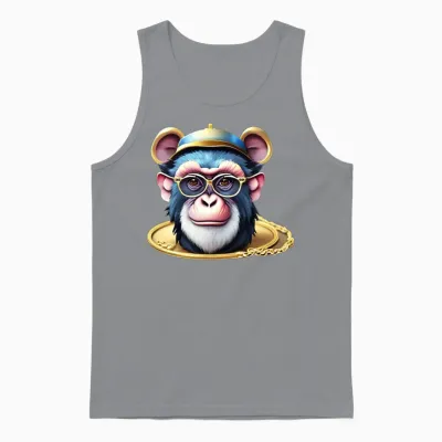 Rich Blue Monkey Unisex Tank Top - Sport Grey
