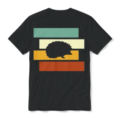 Hedgehog Retro Unisex T-Shirt - Black
