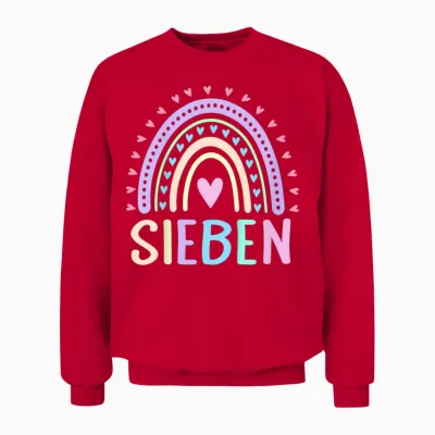 Children's Seven 7 Jahre Mädchen Geburtstag T-Shirt, Black Unisex Sweatshirt - Red