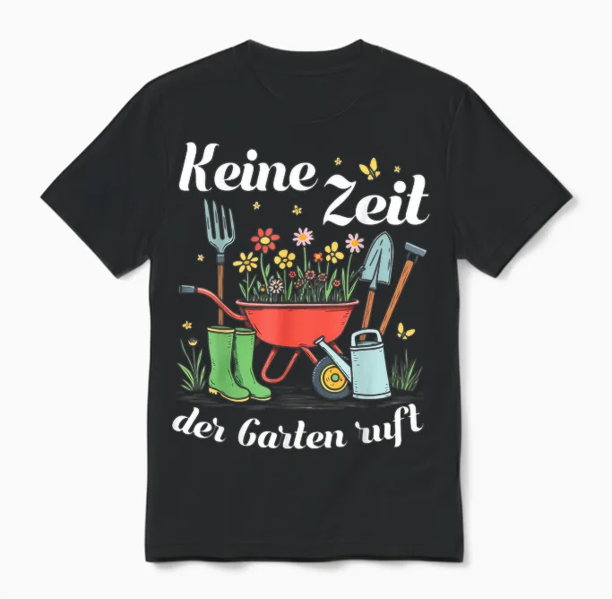 T-Shirt with German Text "keine Zeit Der Garten Ruft Für Gärtner Garten Hobbygärtner" Unisex T-Shirt in Black