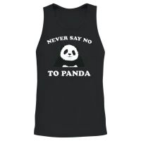 Never Say No to Panda - White Unisex Tank Top - Black – 2