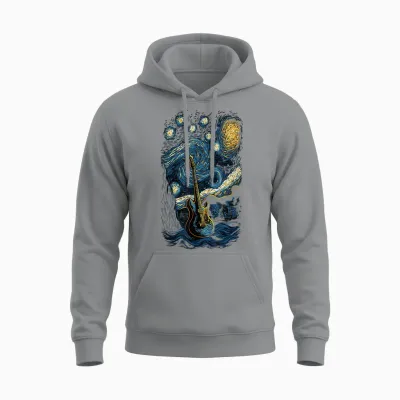 Starry Guitar Gifts Guitarist Rock Concert Festival Guitar Unisex Hoodie - Sport Grey