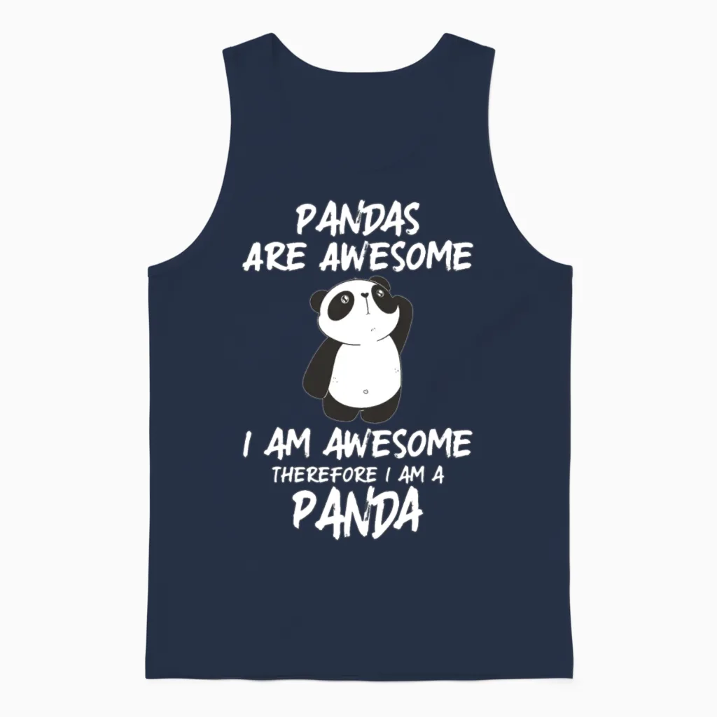 Panda Shirt Pandas Are Awesome Panda Bear Unisex Tank Top in Navy