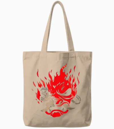Djapan Onicyborg Cyberpunk T-Shirt - Unisex Adults - Black - Short Sleeve - Small - Classic Fit - Cotton & Polyester - Machine Wash Tote Bags - Natural