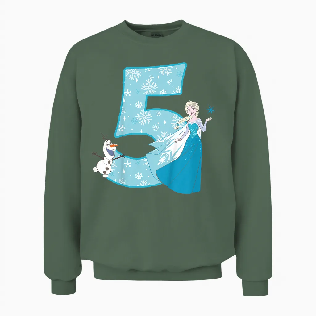Frozen Elsa 5 Geburtstag Unisex Sweatshirt in Military Green