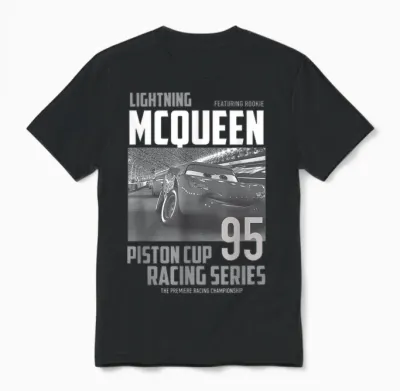 Cars Lightning Mcqueen Piston Cup Racing Series T-Shirt, Black, S Unisex T-Shirt - Black