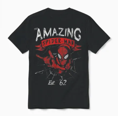 Marvel the Amazing Spider-Man Grunge Graphic Unisex T-Shirt - Black