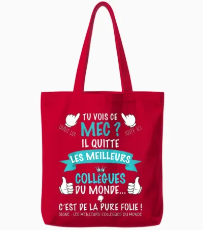 Great Gift Colleague Work Man Leaving This Guy Is Crazy T-Shirt, Black, S Tote Bags - Red