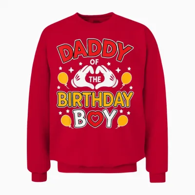 Daddy of the Birthday Boy Shirt Matching Dad Son Family Bday Unisex Sweatshirt - Red