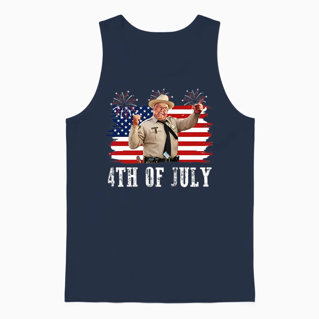 2 Sides Happy 4th of July to All You Sumbitches Patriotic Unisex Tank Top in Navy