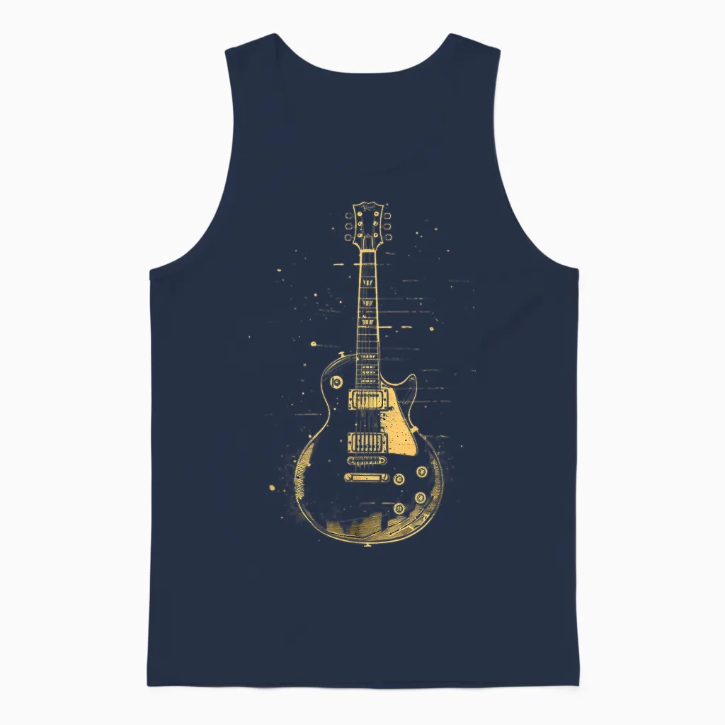Classic Electric Guitar Vintage T-Shirt, Black, S Unisex Tank Top in Navy