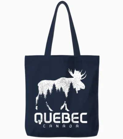 Quebec Canada Montreal Vintage Pride Souvenir Moose Nature Tote Bags - Navy