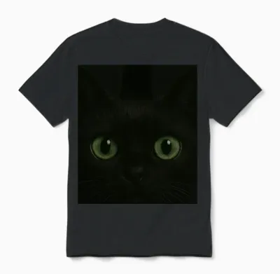 Black Cat Peeking Through Rip Unisex T-Shirt - Black