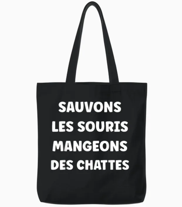 Humor Save Mice Eat Pussies - Memes & Tote Bags in Black