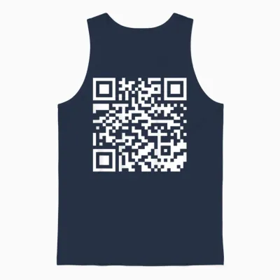 (on Back) Funny Qr Fck You Code Middle Finger Sarcasm Say T-Shirt, Black, S Unisex Tank Top - Navy
