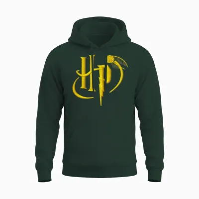 Harry Potter Small Logo Embroidery Unisex Hoodie - Forest