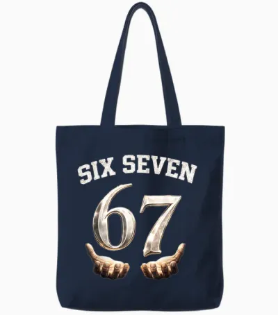 Six Seven 67 Meme Lustiges Zahlen Design Für Kinder Teenager Tote Bags - Navy