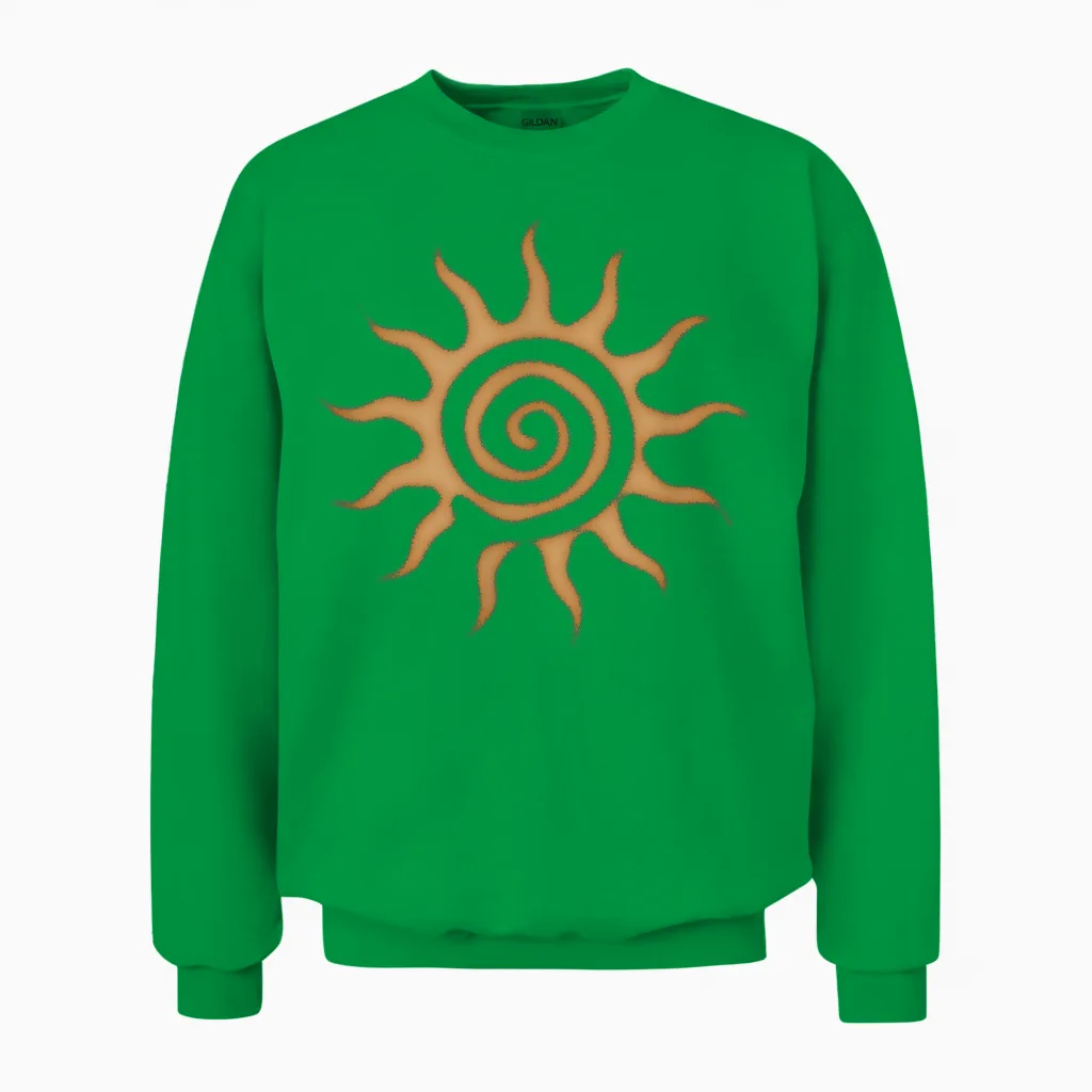 Spiral Sun Fairy Grunge Hippie Goblin Vintage Graphic Unisex Sweatshirt in Irish Green