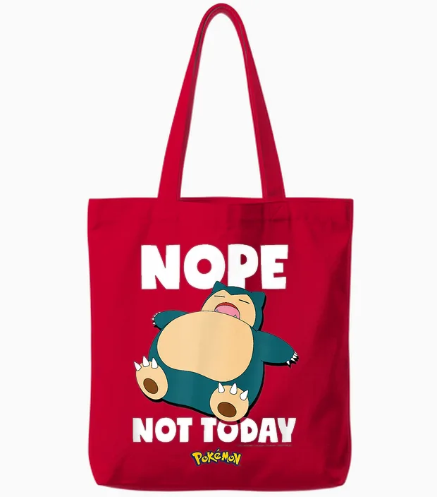Pokémon - Nope Not Today Snorlax Tote Bags in Red