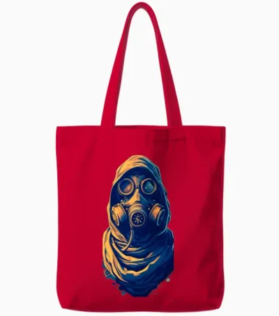 Urban Gas Mask Hooded Design Tote Bags - Red