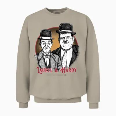 Laurel & Hardy Classic Comedy T-Shirt, Black, S Unisex Sweatshirt - Sand
