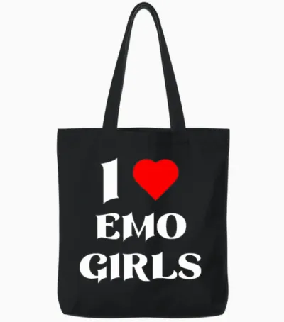 I Love Emo Girls Tote Bags - Black