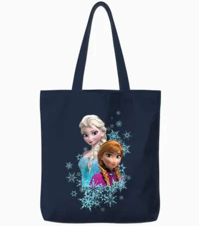 Frozen Elsa and Anna Sisters T-Shirt, Black Tote Bags - Navy