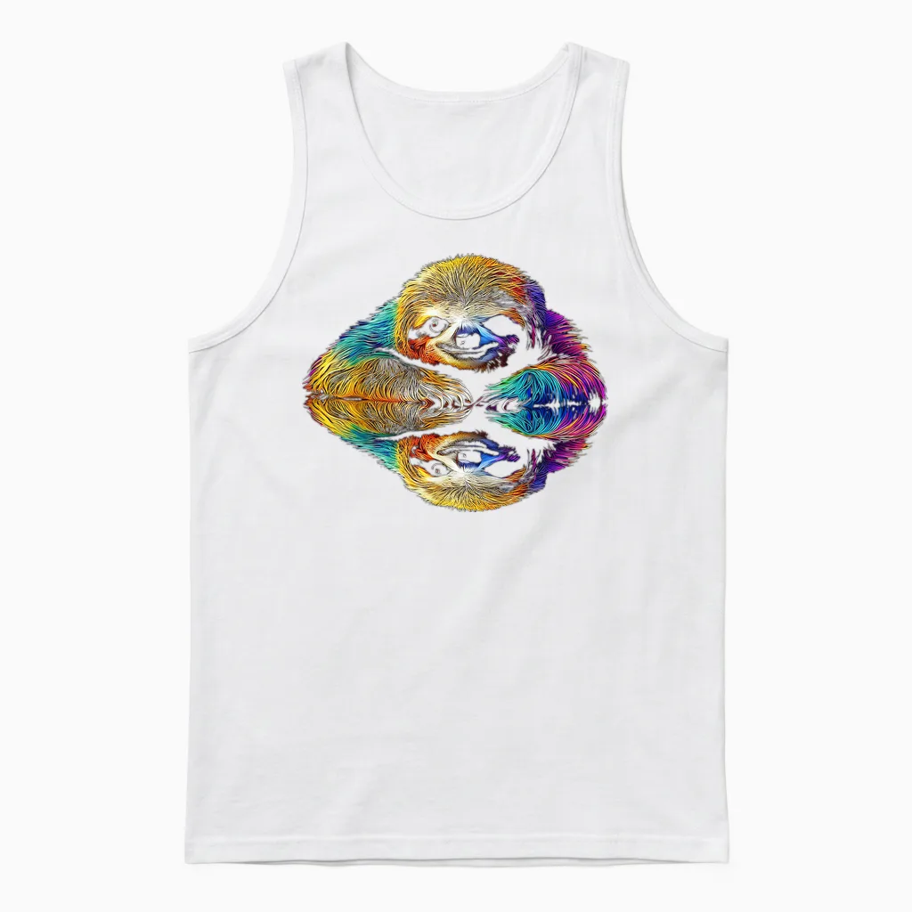 Faultier Abstrakt Niedlich Tier Bunte Kunst Grafik Faultier Unisex Tank Top in White
