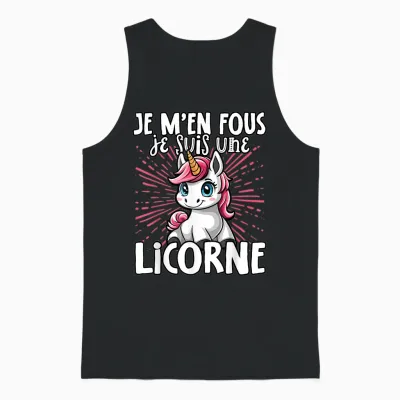Je M'en Fous Je Suis Une Unicorn Soft T-Shirt, Black, S Unisex Tank Top - Black