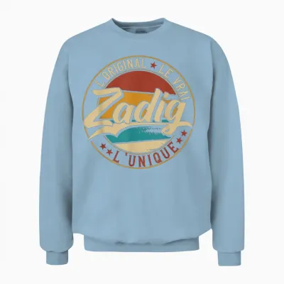 Zadig the Original the True the Unique Men & Boys T-Shirt, Black, S Unisex Sweatshirt - Light Blue