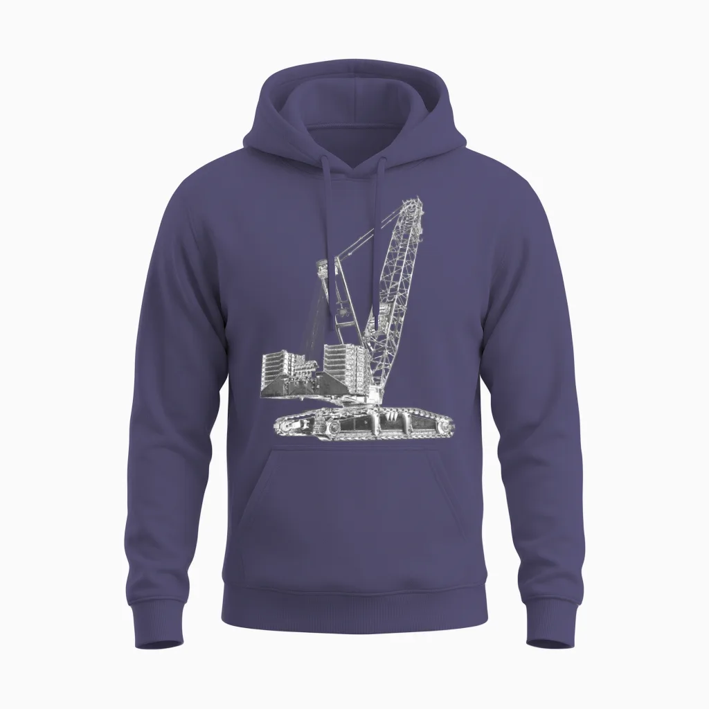 Crawler Crane 750t Unisex Hoodie in Heather Sport Dark Navy
