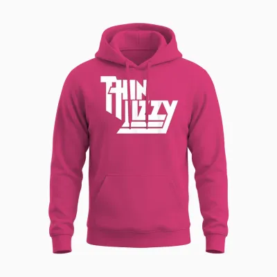 Thin Lizzy White Stacked Logo Unisex Hoodie - Heliconia