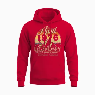 Vintage Cadeau D'anniversaire 50 Ans Pour Né En Avril 1976 Unisex Hoodie - Red