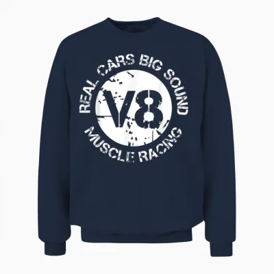 Logo V8 American Musclecar Classic Unisex Sweatshirt - Navy