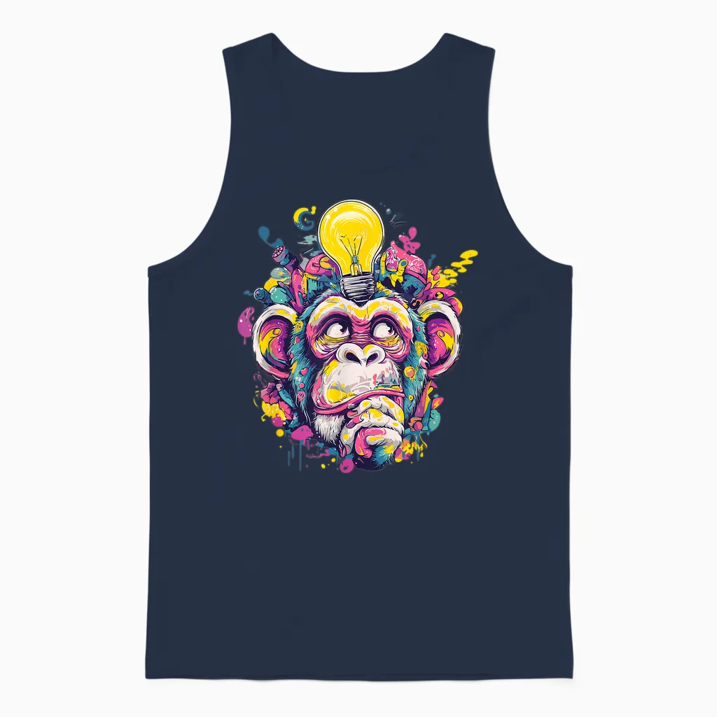 TĂȘte D'ampoule ColorĂ©e En Forme De Singe Unisex Tank Top in Navy