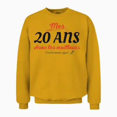 To Sign 20 Years Anniversary Gift Anniv 20 Years Signature T-Shirt, White Unisex Sweatshirt - Gold