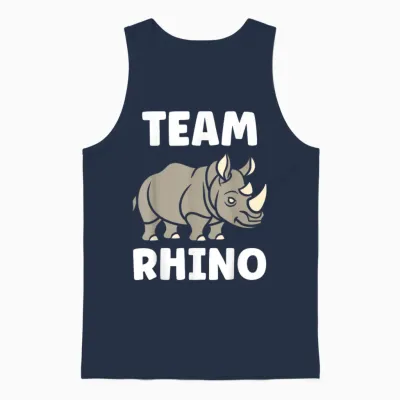 Funny Rhinoceros Minimalist Cute Simple I Love Team Rhino Unisex Tank Top - Navy