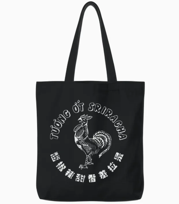 Sriracha Hot Chili Sauce Diy Costume Halloween Red T-Shirt, Black Tote Bags in Black