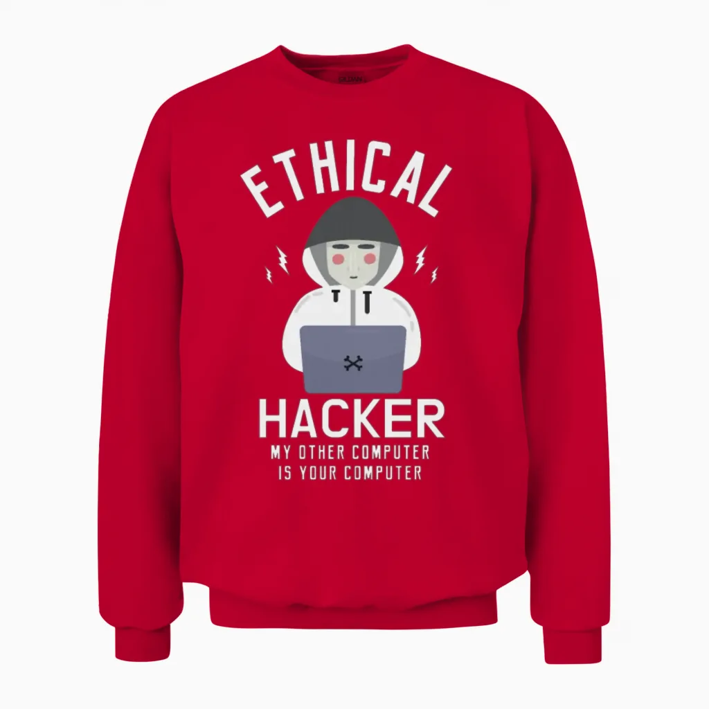 Hacker Gifts for a Ethical Hacker Unisex Sweatshirt in Red