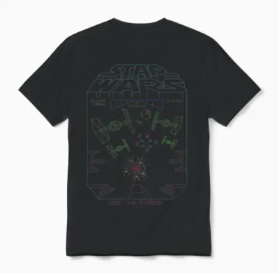 Star Wars Space Fight Vintage Arcade Graphic Unisex T-Shirt - Black