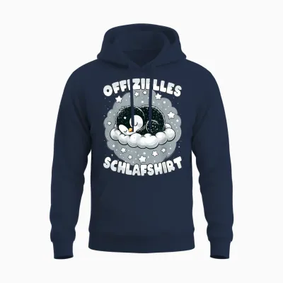Official Sleep Shirt Penguin Pyjamas Cute Sleep T-Shirt, Black Unisex Hoodie - Navy