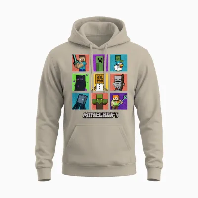 Minecraft Group Shot Colored Box Up Unisex Hoodie - Sand