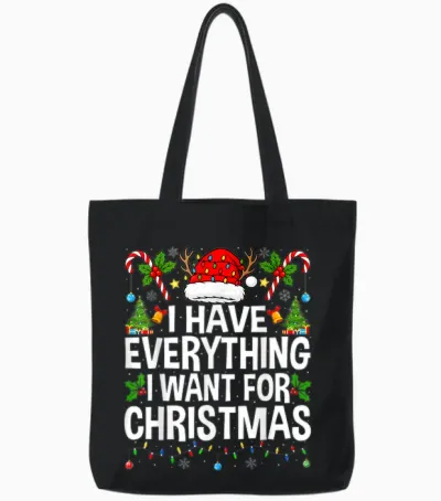 I Have Everything I Need Couples Pajamas Christmas Couple Tote Bags - Black