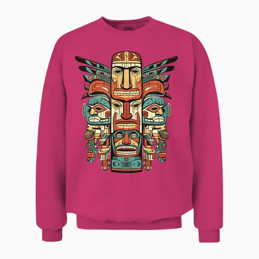 Motif Totem Indien Aztèque Du Sud-Ouest Amérindien Unisex Sweatshirt in Heliconia