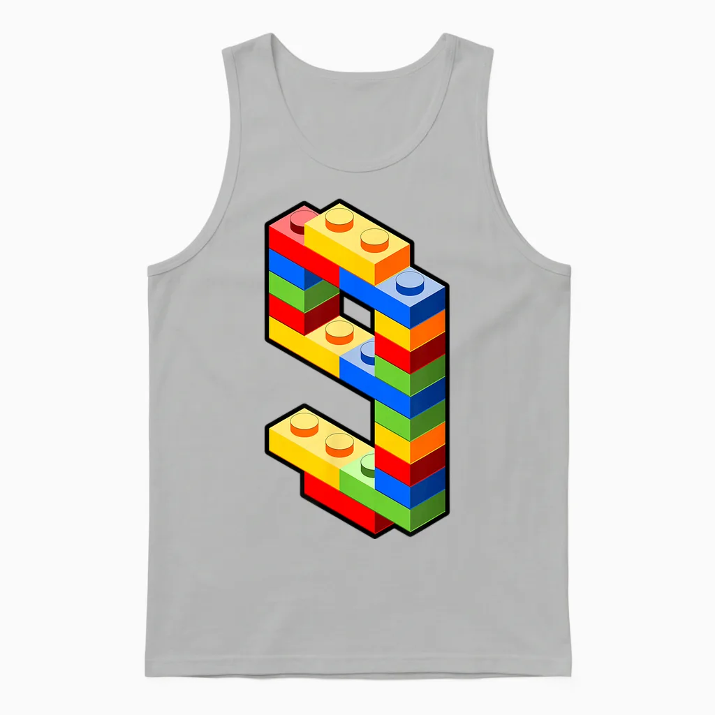 Bausteine 9. Geburtstag Outfit - Blockbaustein Unisex Tank Top in Ash