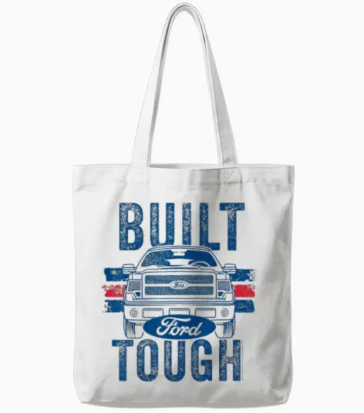 Ford - F-150 Truck Built Tough with Logo Tote Bags - White