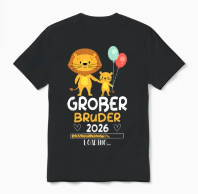 Children's Big Brother 2026 Baby Lion Boys T-Shirt, Black Unisex T-Shirt - Black