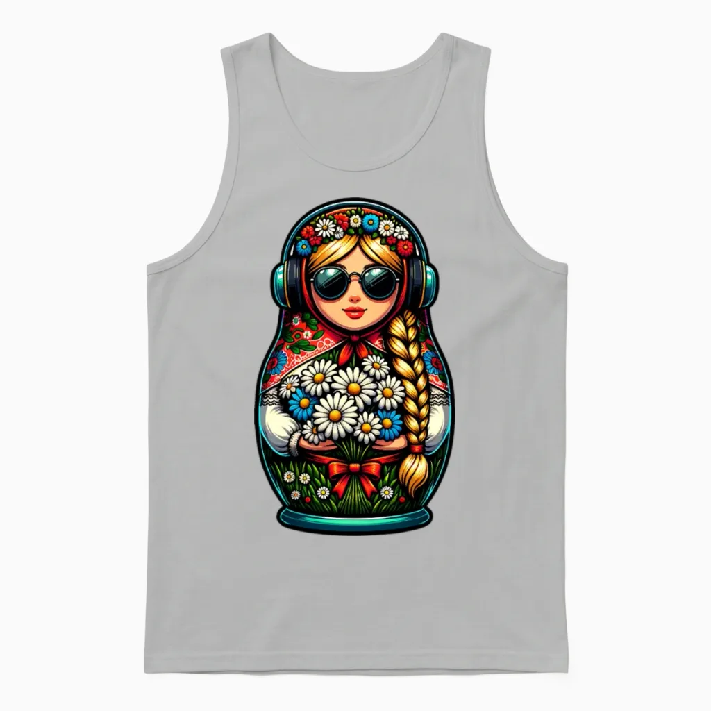Russian Matryoshka Music Russia Russian Matryoshka Unisex Tank Top in Ash